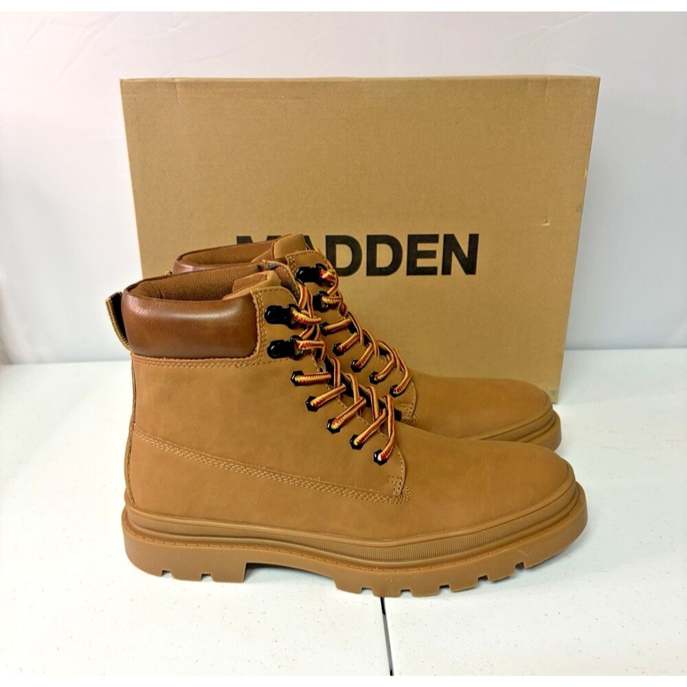 Madden Glixxo Tan Nubuck Lace Up Combat Boots Men’s Size 9.5 New in Box
